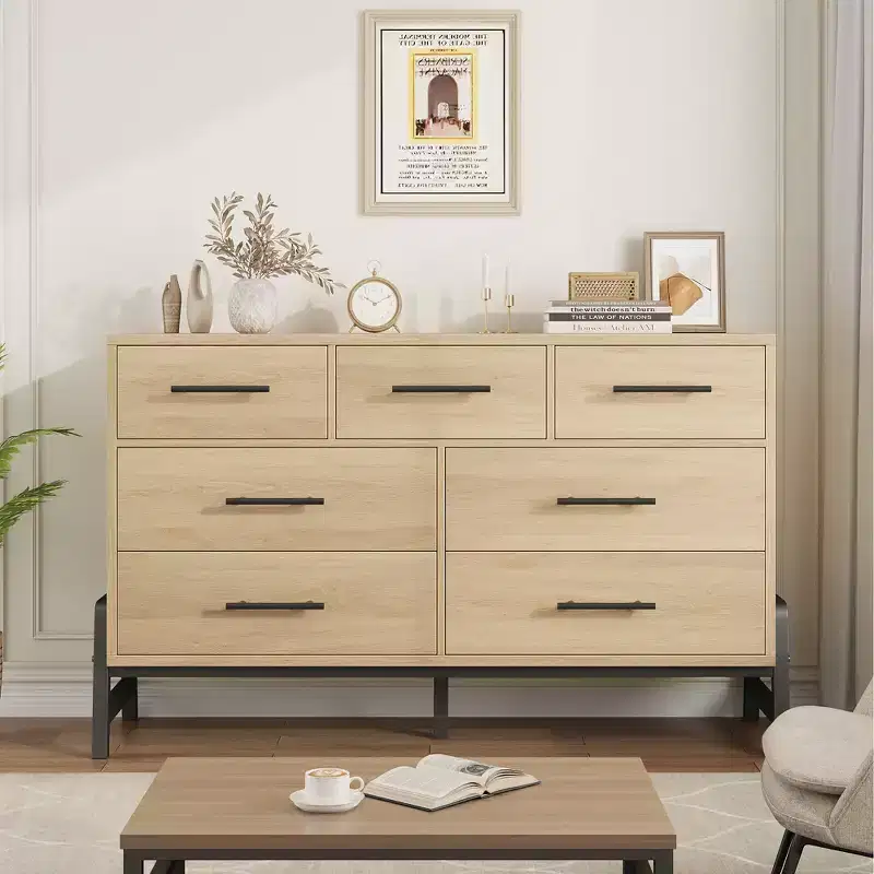 7 Dresser for Bedroom, 52 Wide Dresser, Wide Drawer Dresser with Storage Freestanding, Wooden Dresser Storage Chest for Bedroom