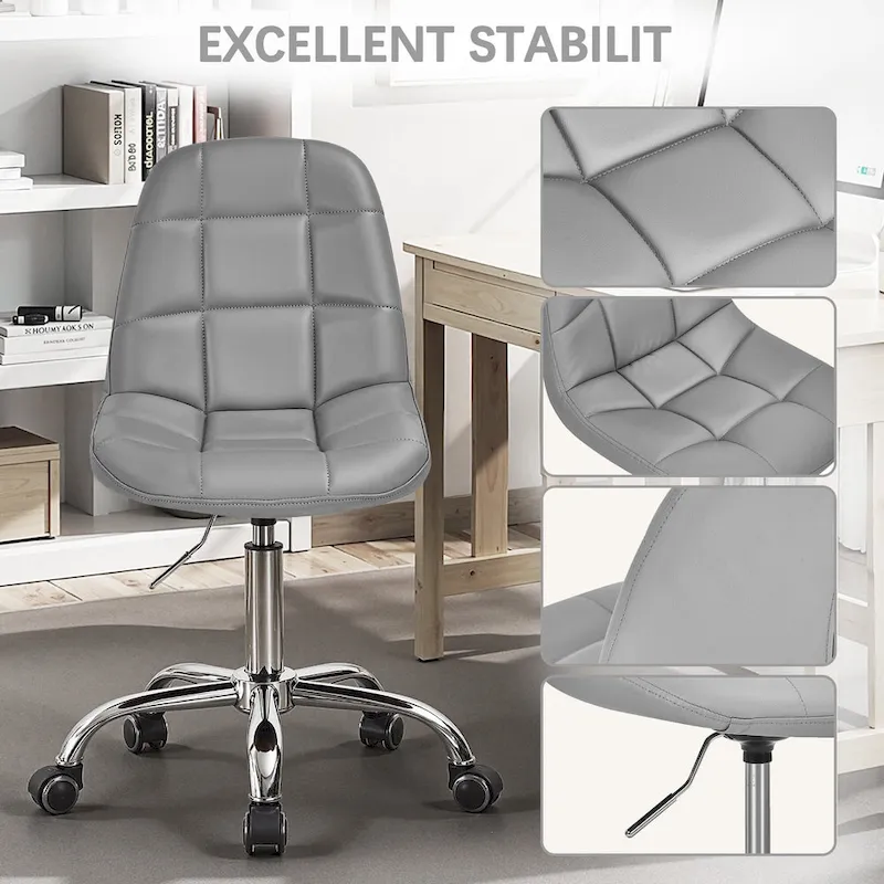 Javlergo Armless Home Office Chair, Height Adjustable Computer Desk Chair with Wheels