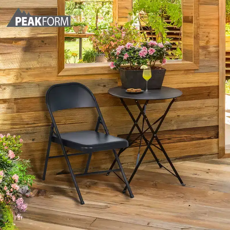 Peakform Steel Folding Chair with Cross Leg Braces Construction and Foot Caps for Study Rooms, Conferences, and Office Use, Black, 6 Pack