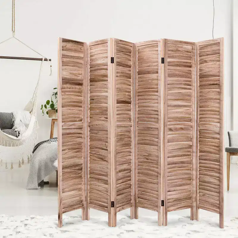 Costway 67'' High 6 Panel Room Divider Furniture Classic Venetian Wooden Slat Home