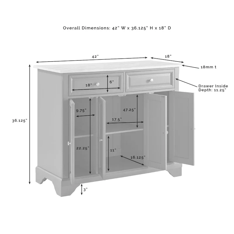 Crosley Avery Kitchen Island/Cart - 18x42.13x36