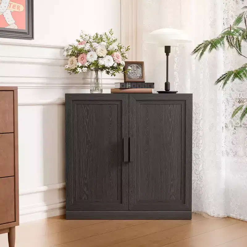 31 in. Tall Wood Grain Corner Storage Cabinet in Natural Wood Color, Storage Organizer with Adjustable Shelves for Bedroom Living/Dinning Room