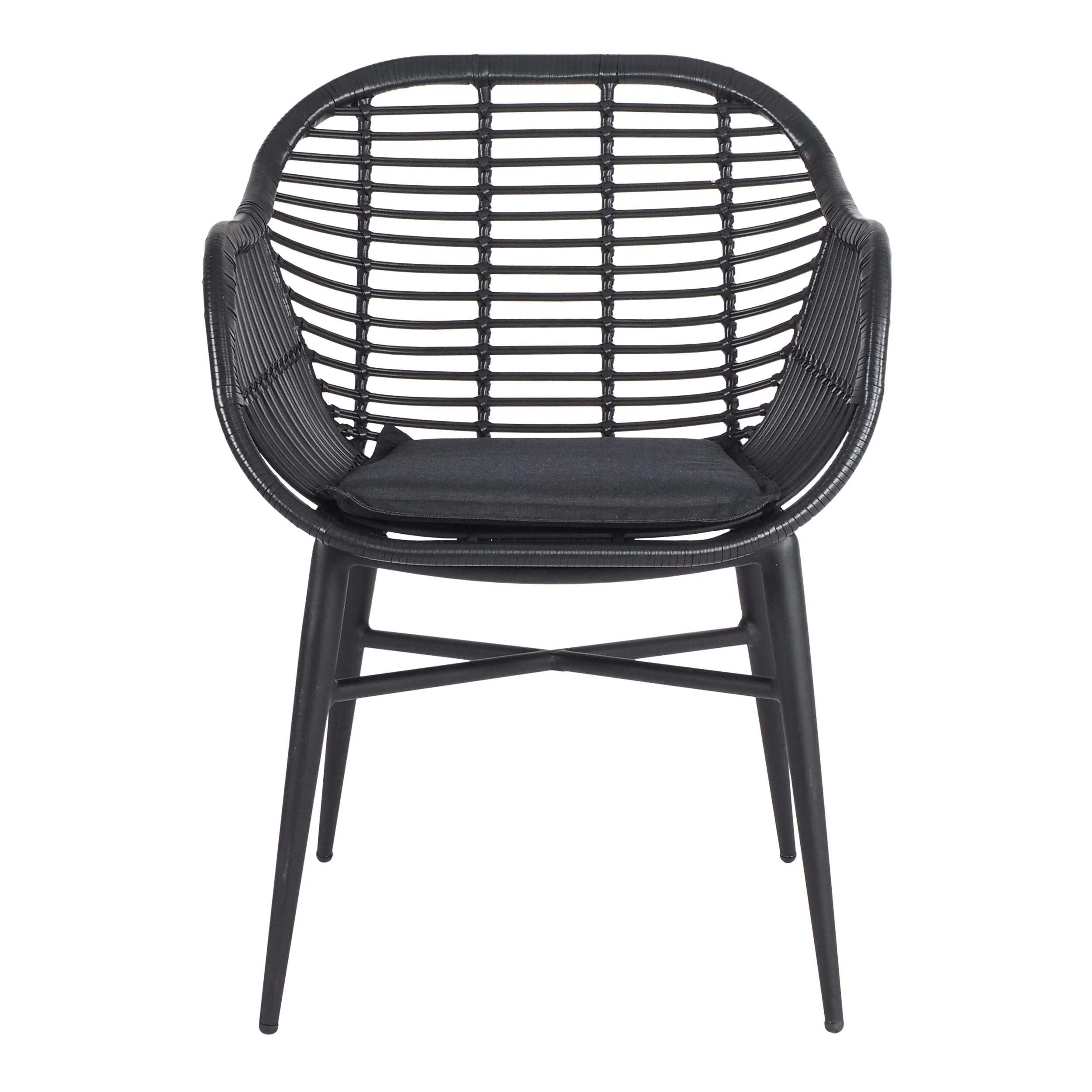 Deck Outdoor Wicker Dining Chair Matte Black