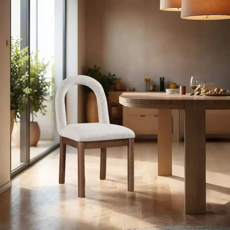 Linen Textured Fabric Dining Chair