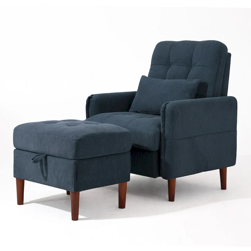 UIXE Modern Lounge Chair Accent Chair and Stroage Ottoman With Adjustable Backrest