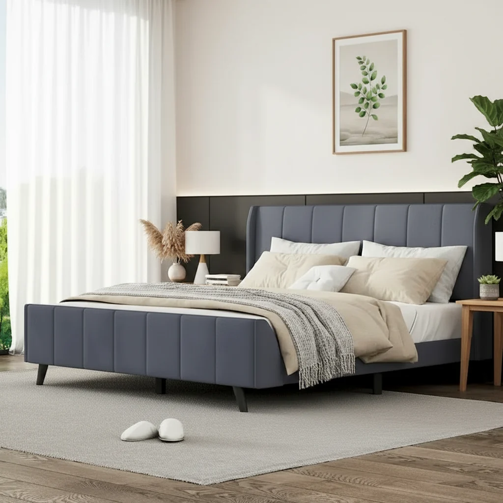 Upholstered Platform Bed, Velvet