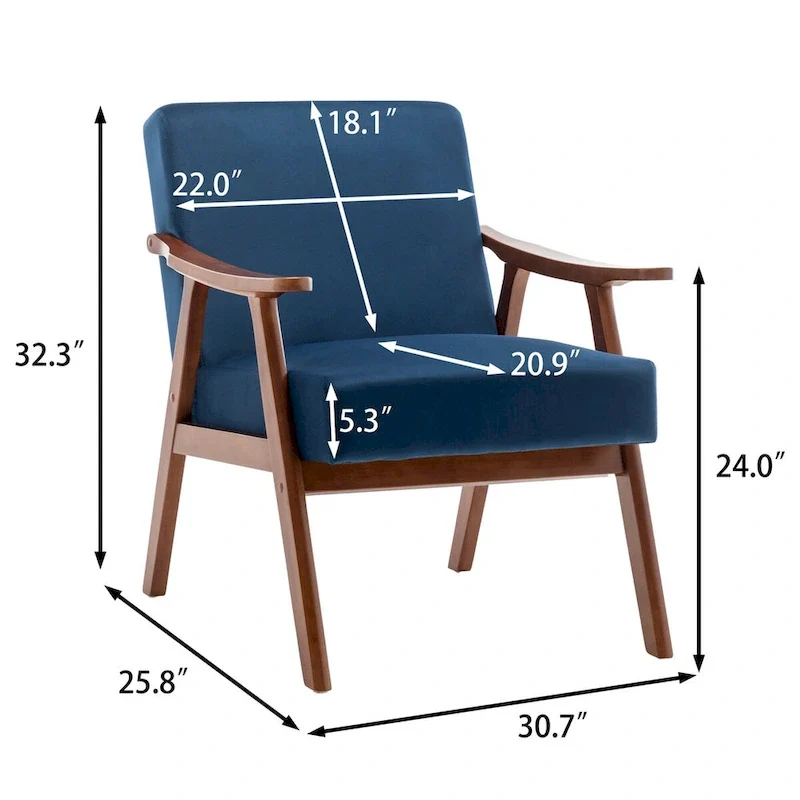 Extra-Thick Backrest Accent Chair with Solid Wood Frame