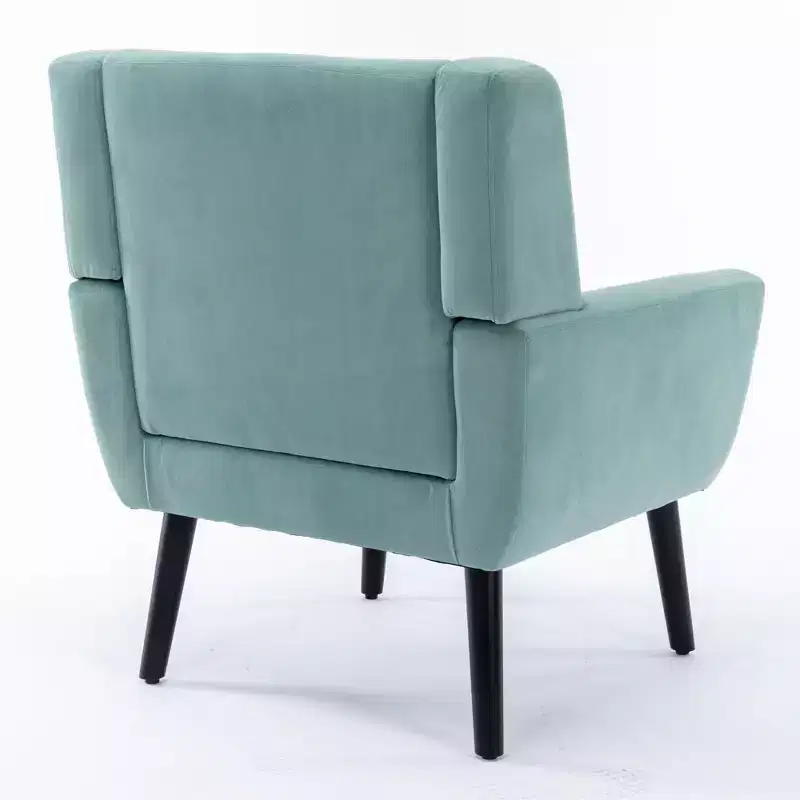 Etokfoks Velvet Upholstered Accent Chair 29.5in W x 29.5in D x 34.6in H Curved Back Black Wood Legs Modern Living Room Bedroom
