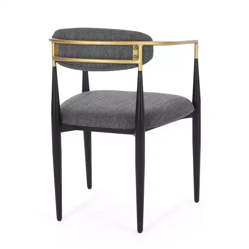 Okak Set of 2 Modern Dining Chairs, Fabric Dining Room Chairs, Upholstered Kitchen Side Chairs with Curved Backrest & Metal Frame