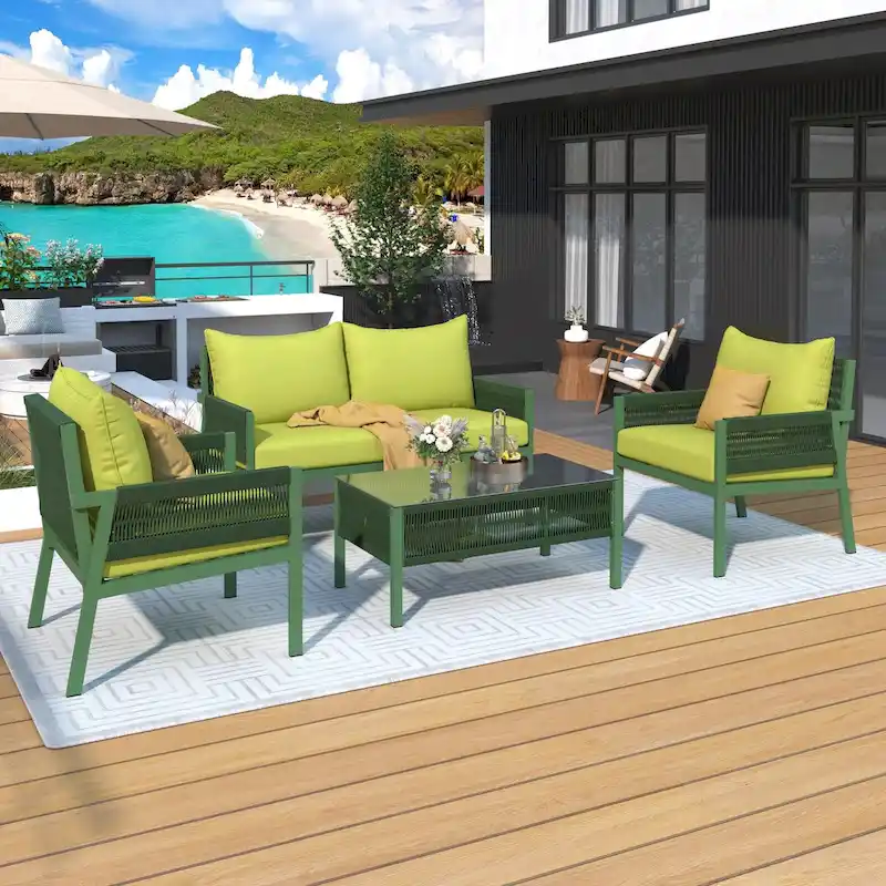 4-Piece Rope Patio Furniture Set
