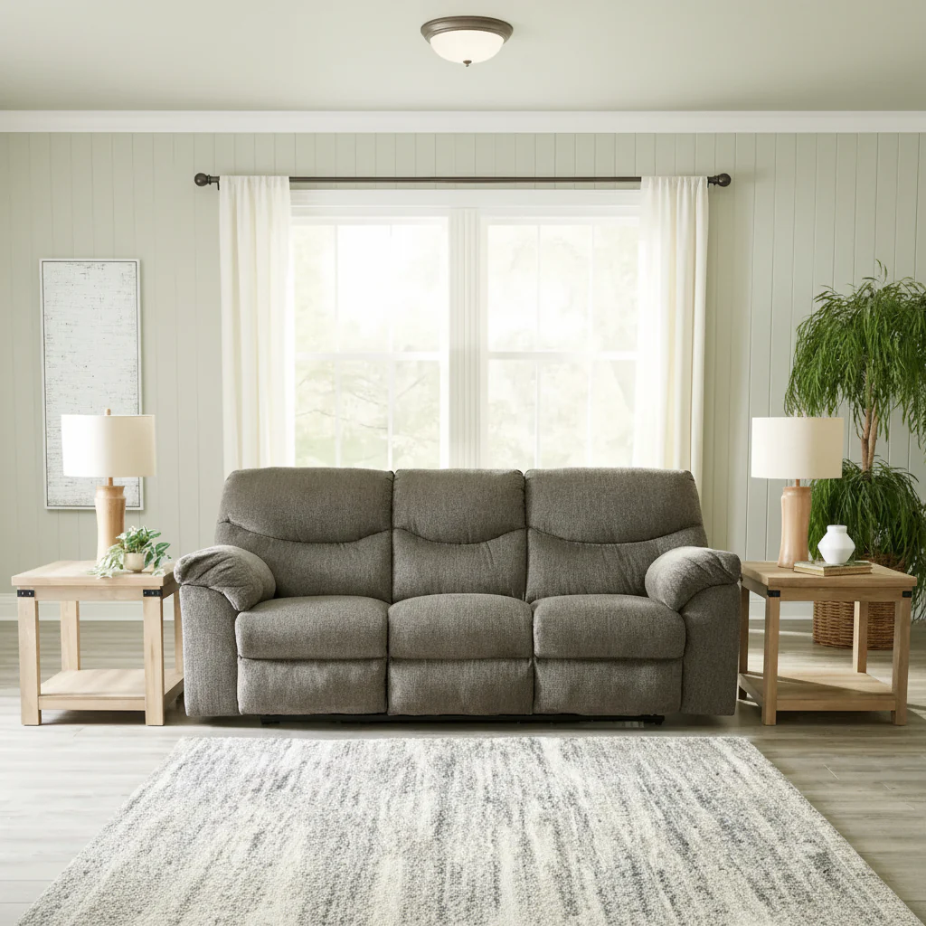 Dual-Sided Reclining Sofa with Pull-Tab Motion & Corner-Blocked Frame