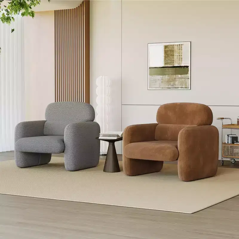 Modern Sofa Accent Chair with Wood Frame, Comfy Single Reading Armchair for Living Room, Bedroom, Apartment