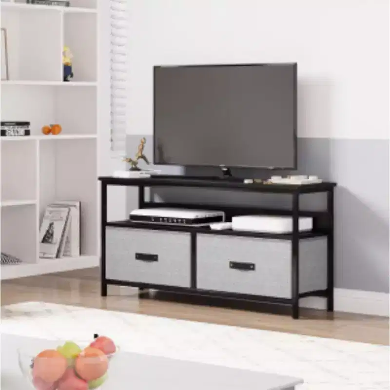 2-Drawer Fabric TV Stand (MDF + Iron)