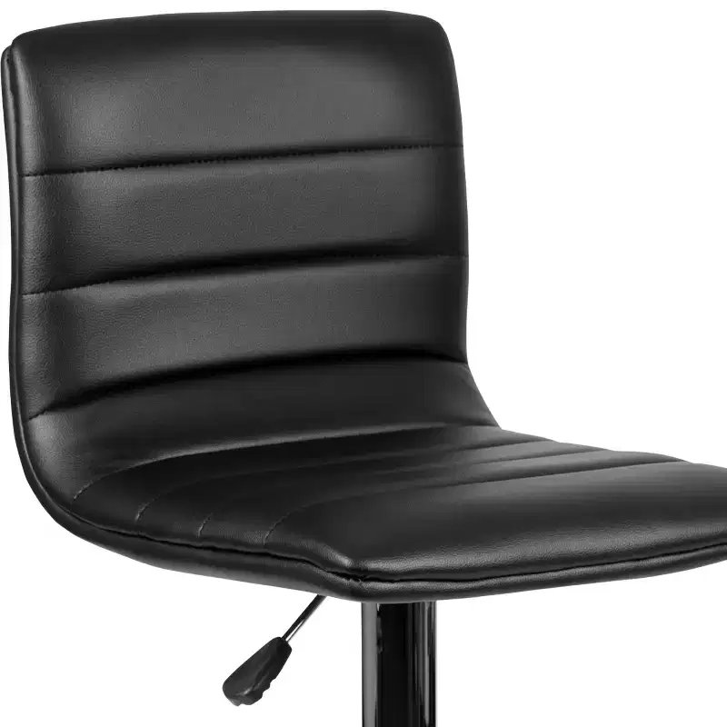 Emma and Oliver Coti Modern Channel Tufted Upholstered Height Adjustable Mid-Back Stool and Pedestal Base with Footrest