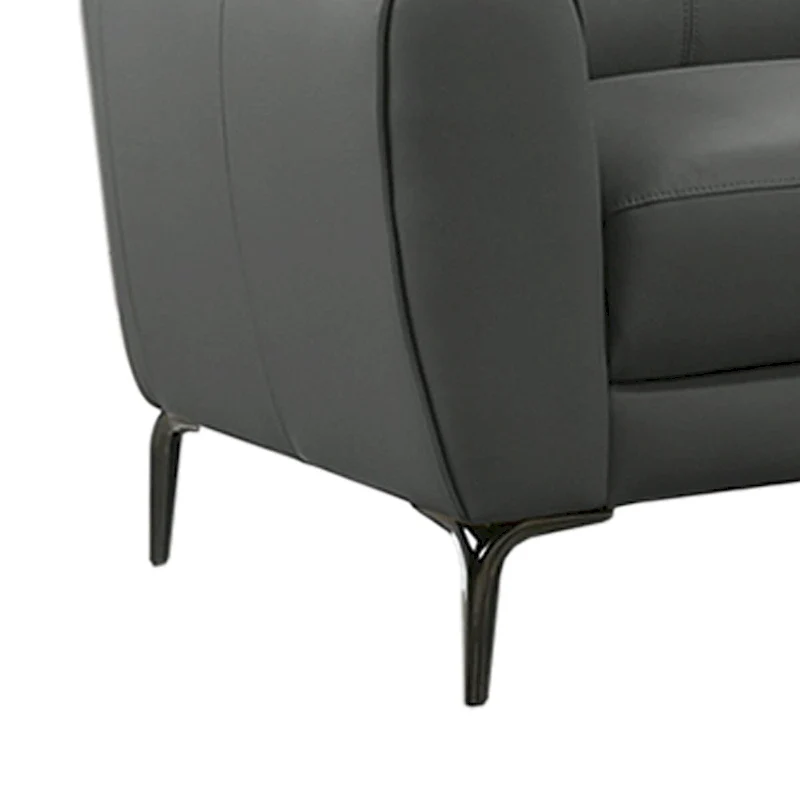 2 Piece Faux Leather Sectional Set with Metal Legs