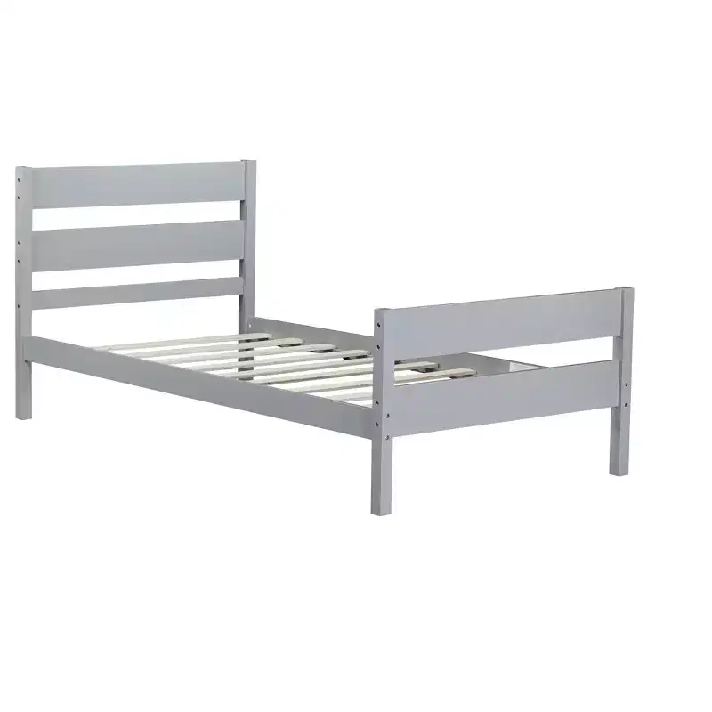 MATEERTY Twin Bed with Headboard Gray