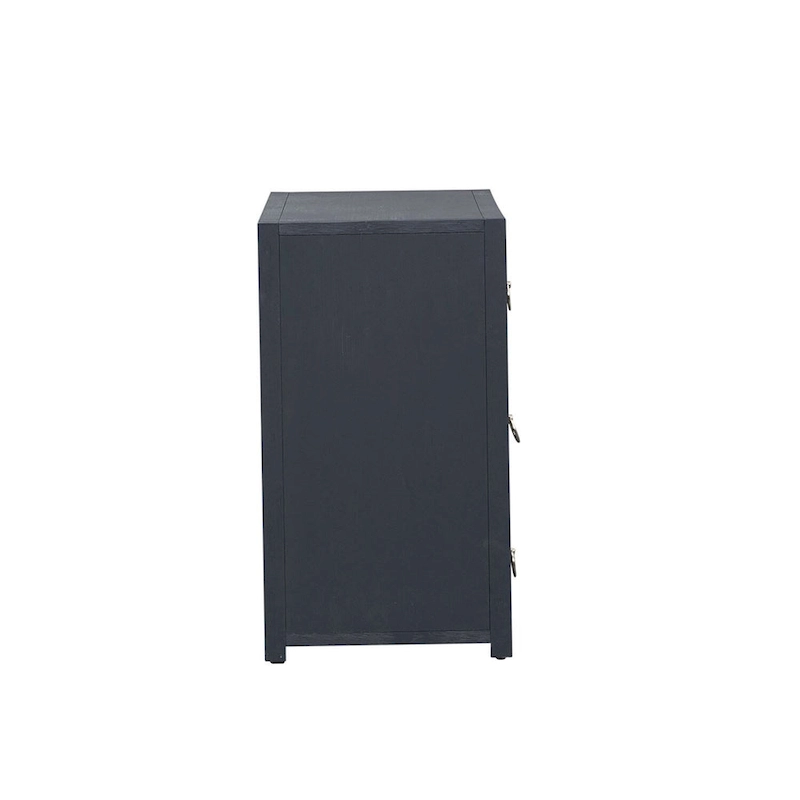 East End Wire Brushed Denim, White, & Black Accent Cabinet