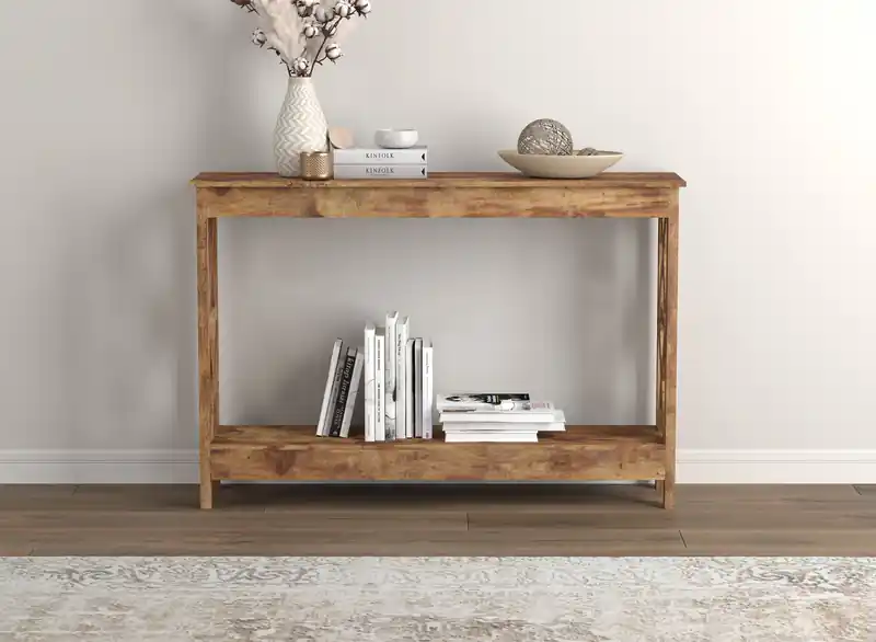 47 Console Table With 1 Shelf - Brown Reclaimed Wood