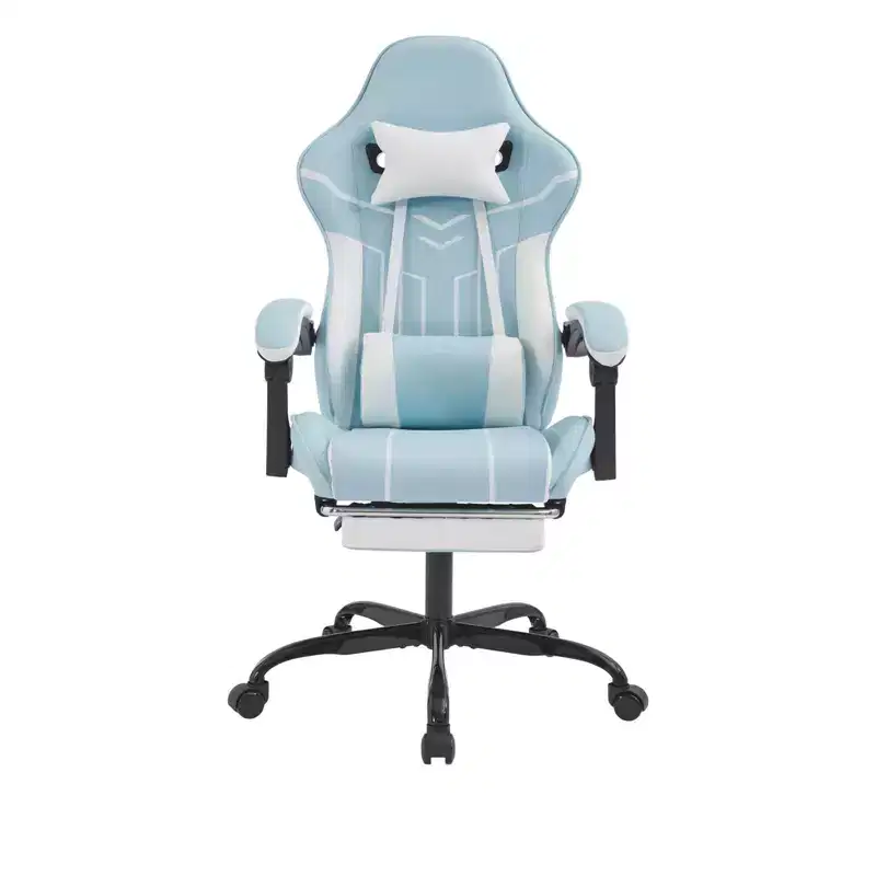 MAYEERTY Gaming Chair, Computer Chair, Ergonomic Chair with Footrest Lumbar Backrest for Living Room Blue