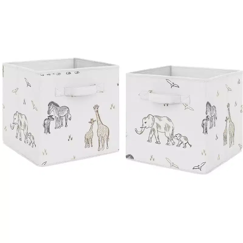 Boy or Girl Gender Neutral Unisex Kids' Decorative Fabric Storage Bins Serengeti Animals Multicolor
