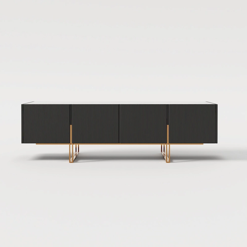 78.7 TV Stand, Entertainment Center with Faux Marble Top