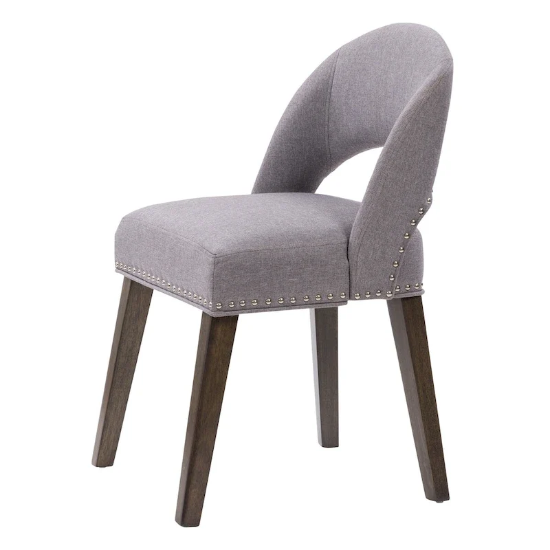 Mid-Century Modern Upholstered Dining Chair with Nail Head Trim, Set of 2