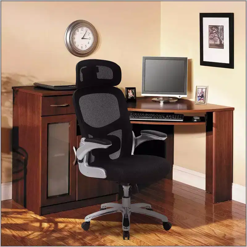 Big and Tall High Back Ergonomic Mesh Office Chair with Lumbar Support, Flip-Up Arms & Headrest, Black