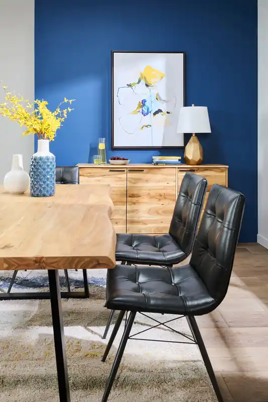 Oskar Dining Table, Acacia Wood & Metal, 79W - Natural & Black