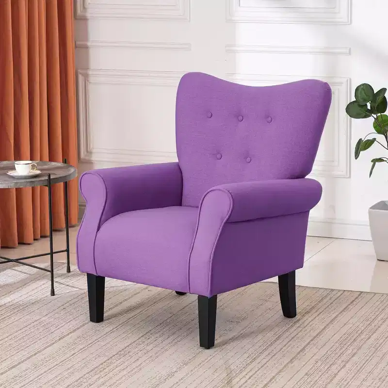 Erommy Mid Century Velvet Tufted Armchair, High Back Accent Chair