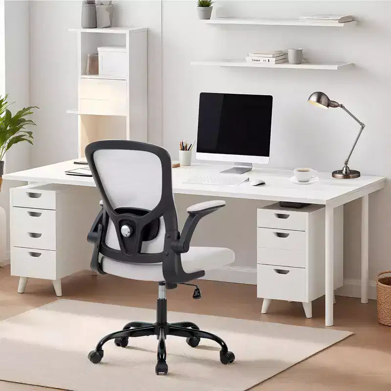 Mesh Office Chair with Adjustable Lumbar Support, -Up Armrest Rolling Work Chair, Comfy Computer Chair Gray