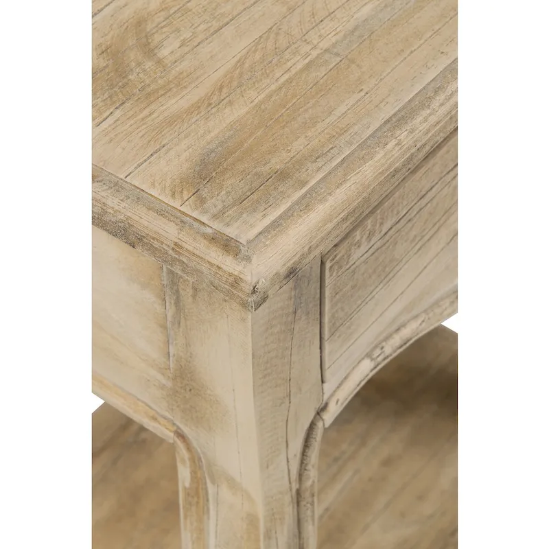 Natural Unfinished Solid Wood Side Table With Drawer by East at Main