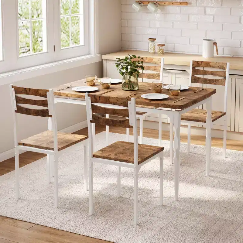 5 Piece Dining Table Set, Dining Table and Chairs Set for 4, Kitchen Table Set for Dining Room Kitchen Apartment