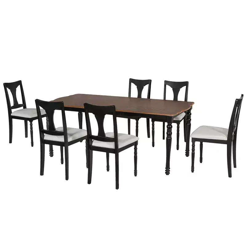 7-Piece Extendable Dining Set with 60-78 Table and 6 Upholstered Chairs