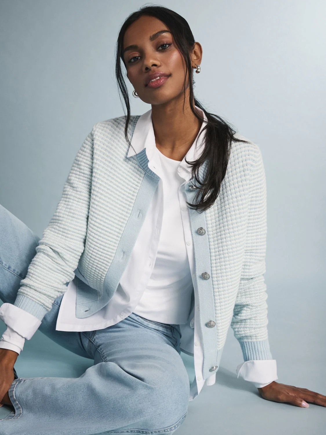 Tweed Button-Front Cardigan