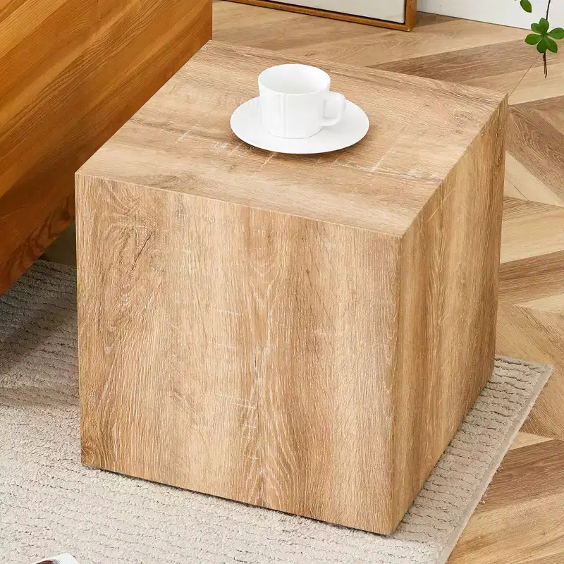 15.7-Inch Square Minimalist MDF Accent Table Light Wood No Assembly