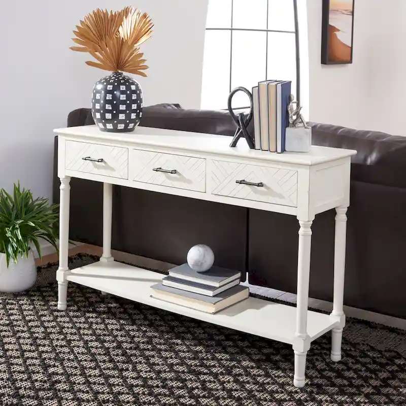 SAFAVIEH Jeanie 3-Drawer Bottom Shelf Console Table - 47.3 W x 13 L x 29.5 H - 47Wx13Dx30H