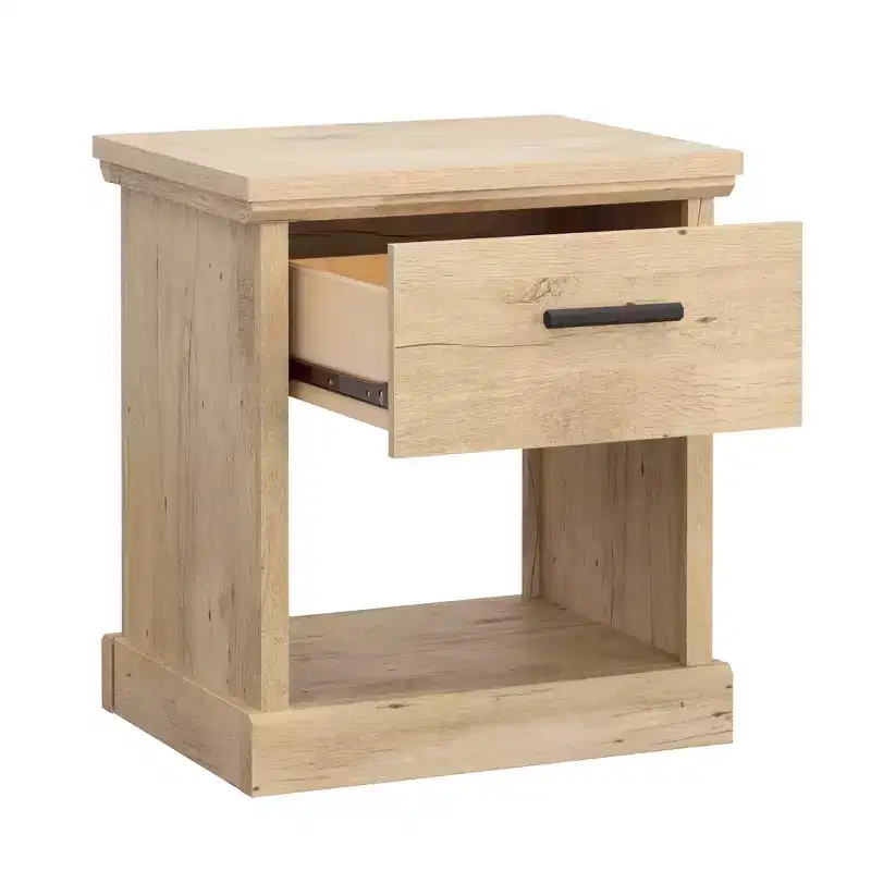 GDFStudio Nolan Modern Wood Nightstand with Drawer and Open Shelf