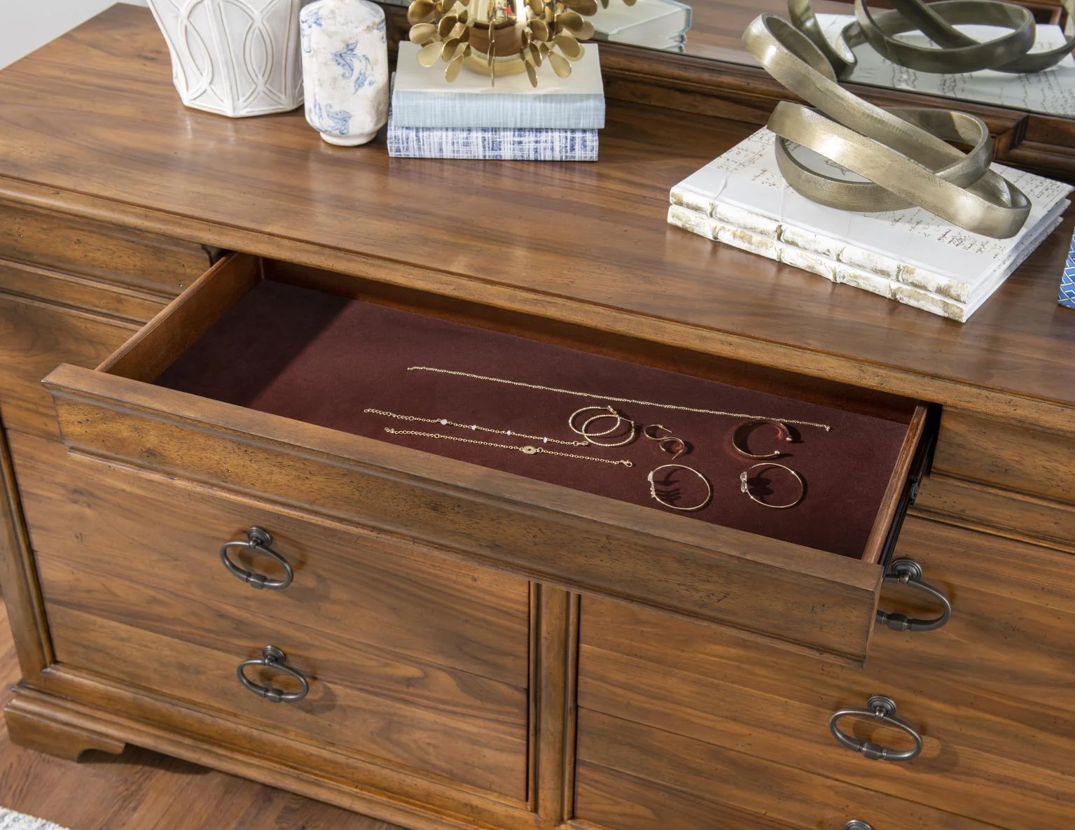 Dresser - Heritage Walnut — this collection blends timeless design with thoughtful functionality for both bedroom and dining spaces