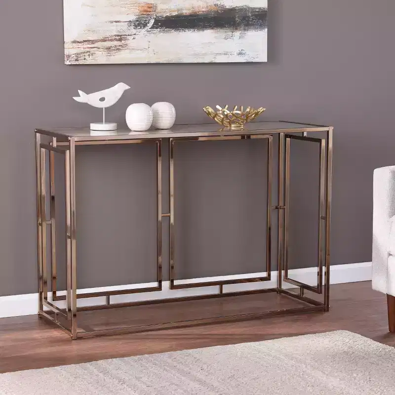 Simondley Faux Marble Console Table - Champagne - SEI