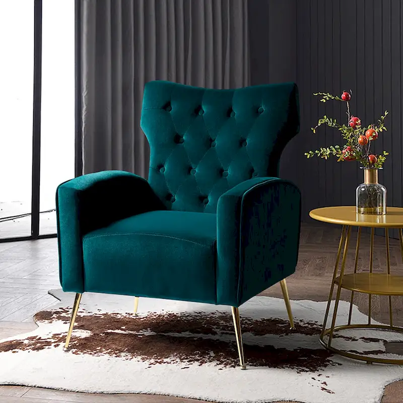 Abadiana Accent Tufted Chair with Metal Base