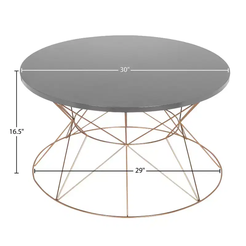 Kate and Laurel Mendel Round Metal Coffee Table, 30x30x17, Gray and Rose Gold