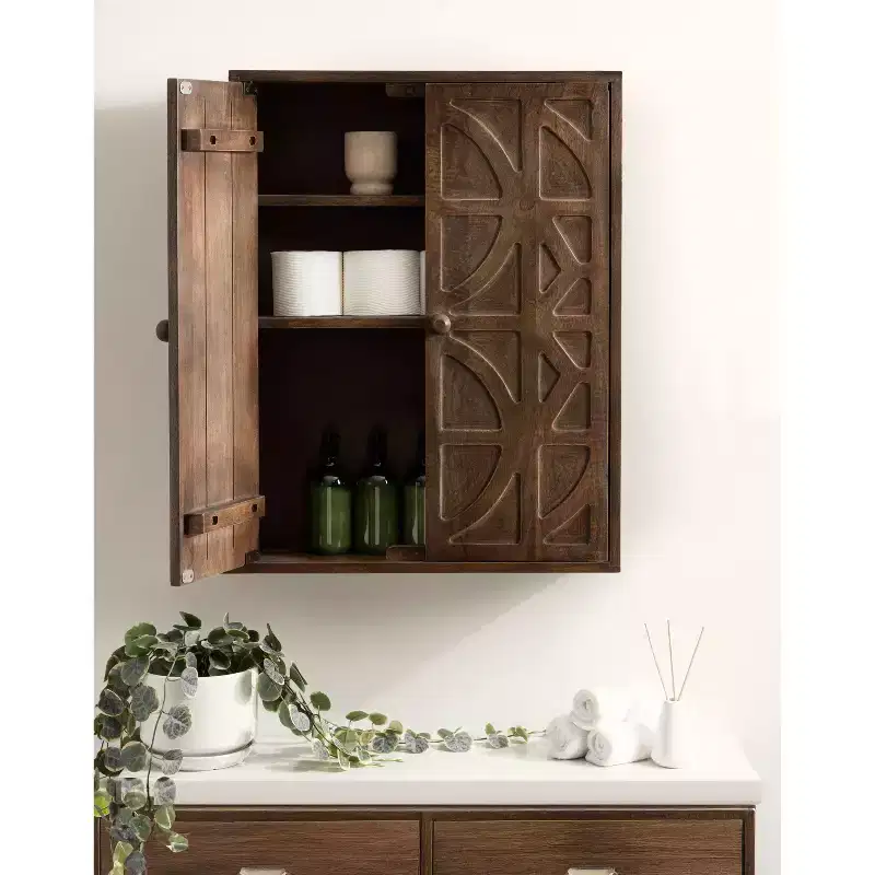 Galliene Hand-Carved Mango Wood Wall Cabinet — 22
