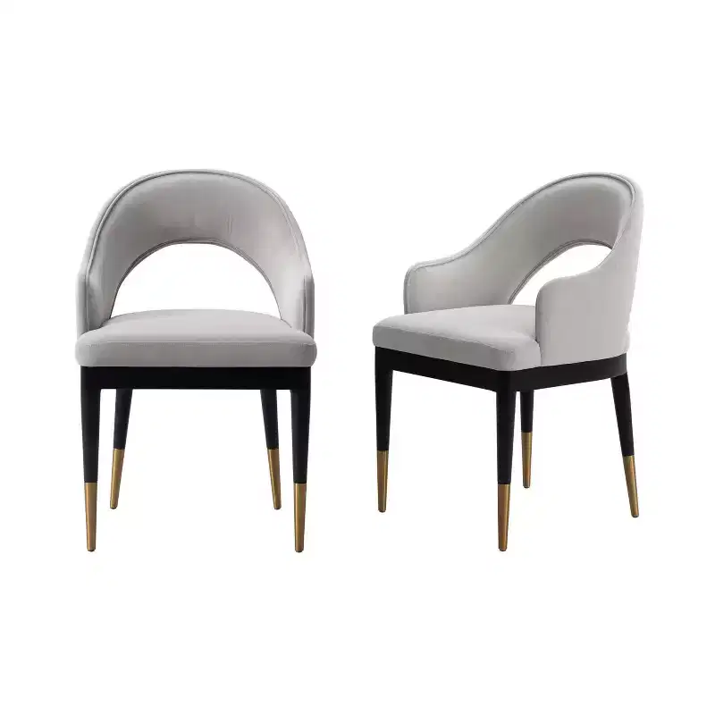 Manhattan Comfort Set of 2 Carrington Modern Velvet Upholstered Dining Armchairs
