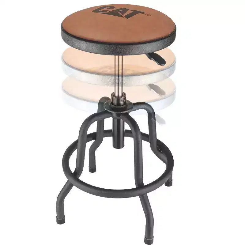 Cat Rustic Designer Shop Stool, Faux-Leather Seat Cushion