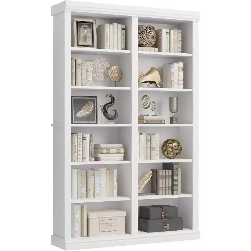 74.5 in Double Wide 6-Tier Bookcase with 12 Cubbies