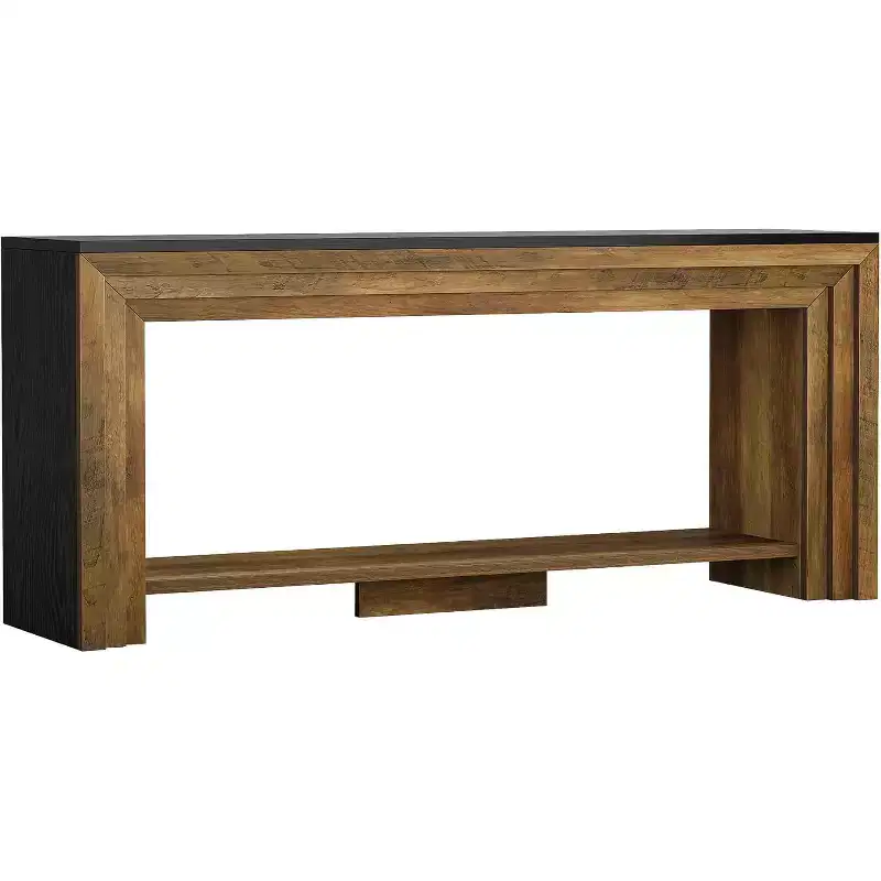 Lantine 70.9-Inch Long Console Table, 2-Tier Farmhouse Wooden Sofa Table Behind The Couch for Living Room, Entryway, Hallway, Foyer
