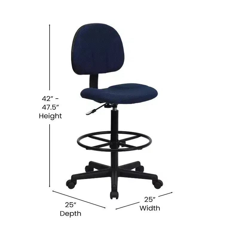 Adjustable Drafting Chair – Two Cylinder Heights, Mid-Back, Upholstered, 250 lb Capacity