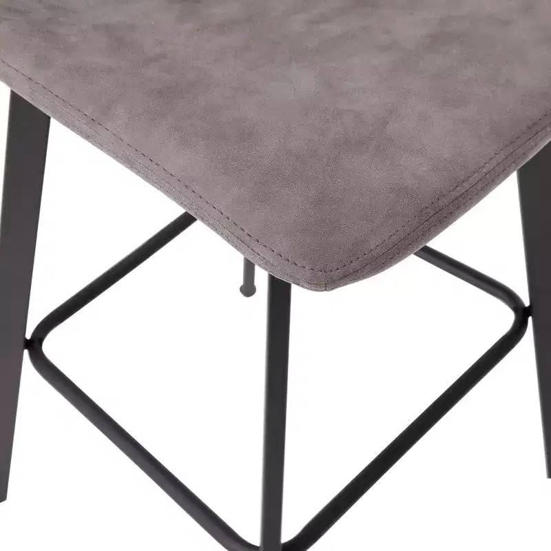 Merrick Lane Set of 2 Modern Upholstered Stools with Contoured, Low Back Bucket Seats and Iron Frames