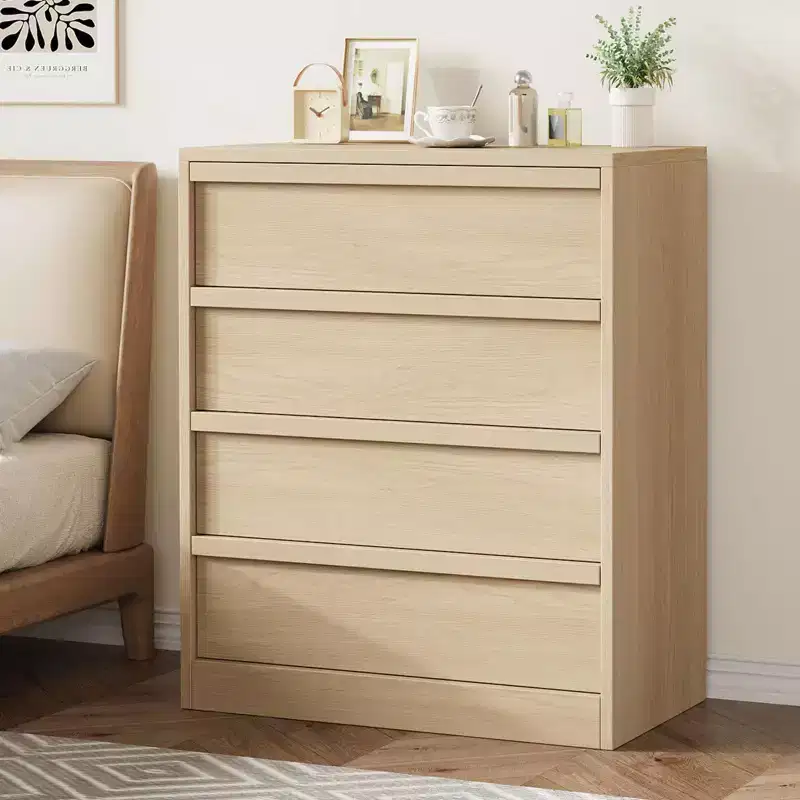 4 - Drawer Wooden Handle Cabinet in Walnut, Stylish Storage Solution for Home Organization, 1094718 cm