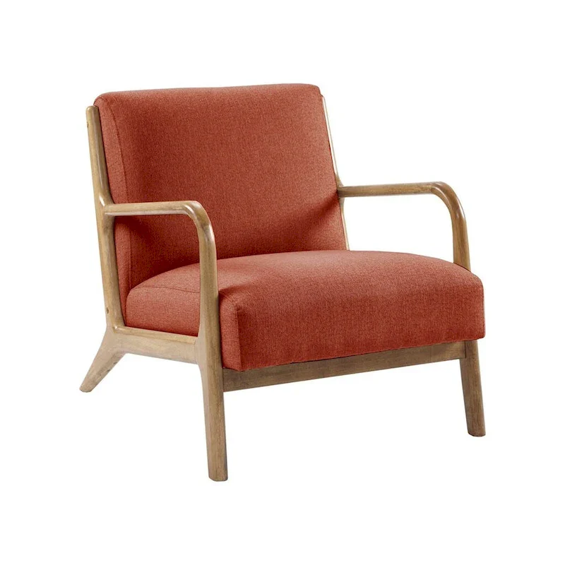 Mid-Century Lounge Chair with Upholstered Seat and Wood Frame